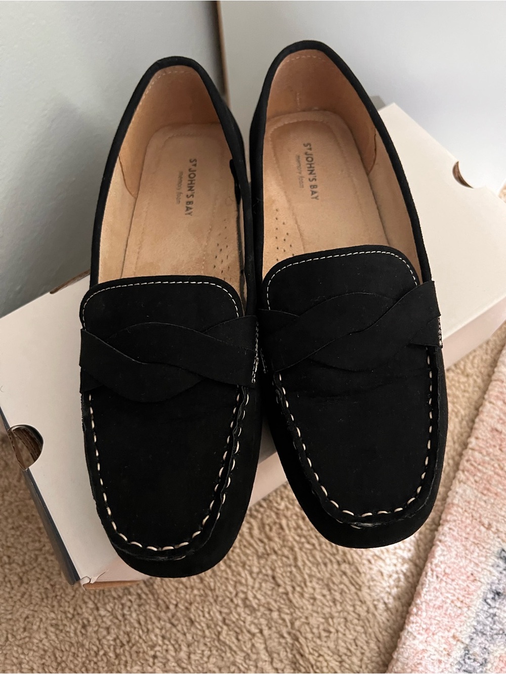 St. John's Bay Black Suede Penny Loafers
